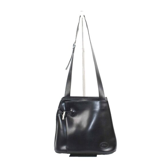 Longchamp Handbags - Longchamp 12 x 10 x 4.25 Black Zip Top Toggle Detail Leather Shoulder Purse